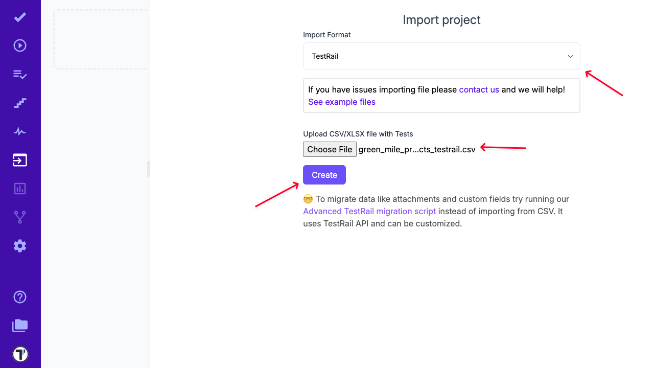 image Import from Testrail CSV